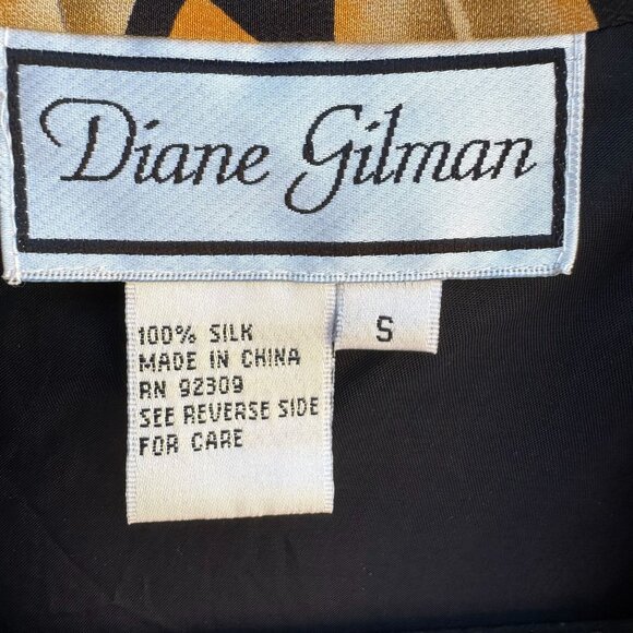 Diane Gilman Vintage Silk Abstract Feather Print Artsy Designer Blazer Jacket S - Picture 2 of 9